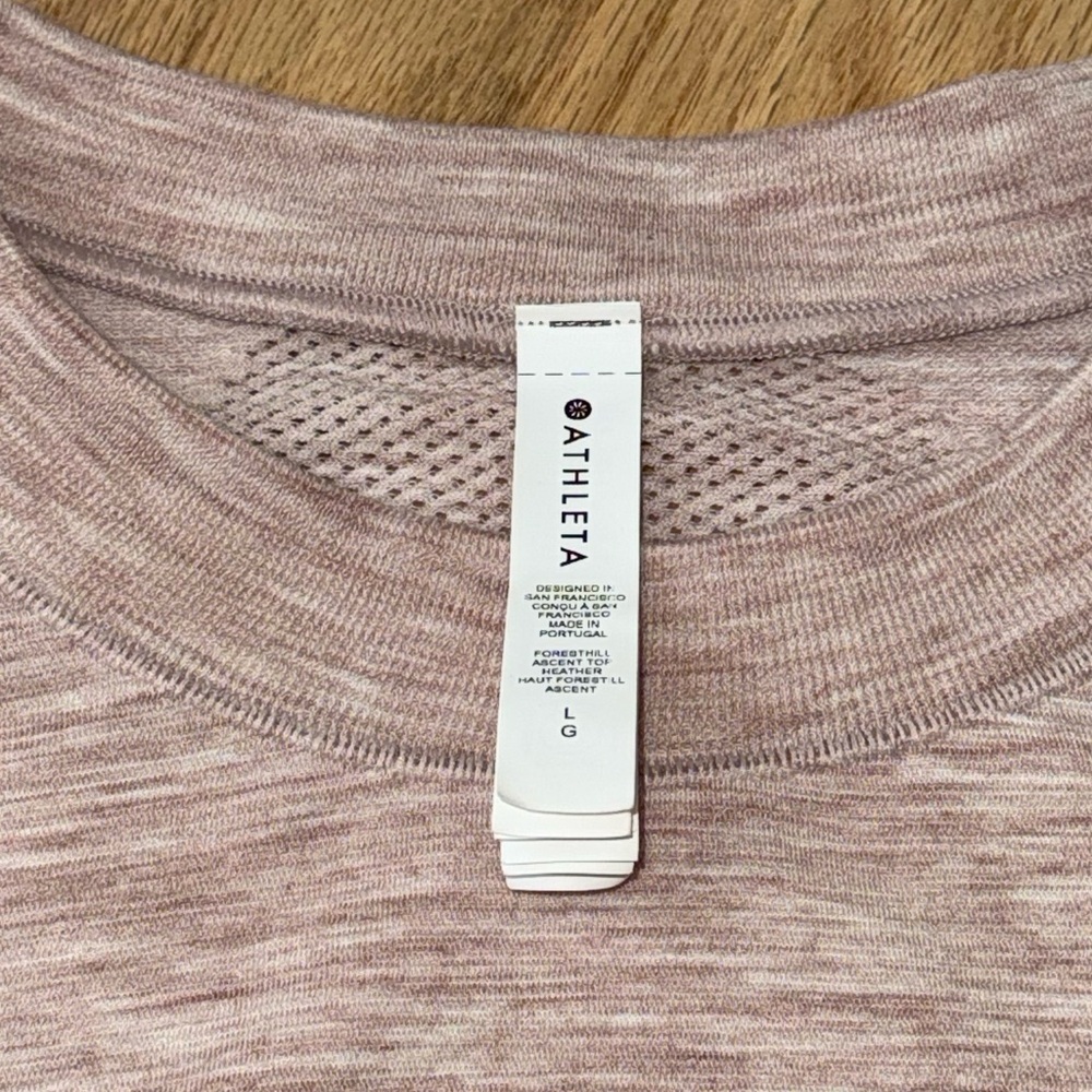 Athleta Wool Blend Foresthill Ascent Seamless Long Sleeve Top Pink Large - Picture 3 of 9